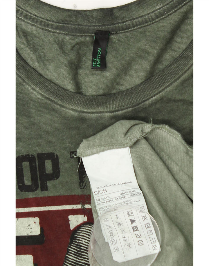 BENETTON Ανδρικό γραφικό τοπ μακρυμάνικο μικρό πράσινο βαμβακερό