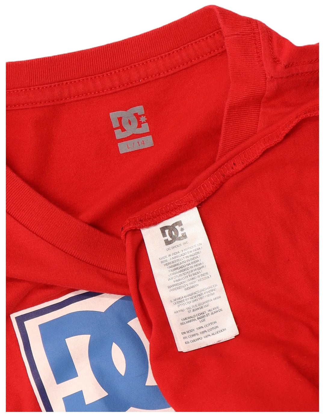 DC Boys Graphic T-Shirt Top 13-14 ετών μεγάλο κόκκινο βαμβακερό
