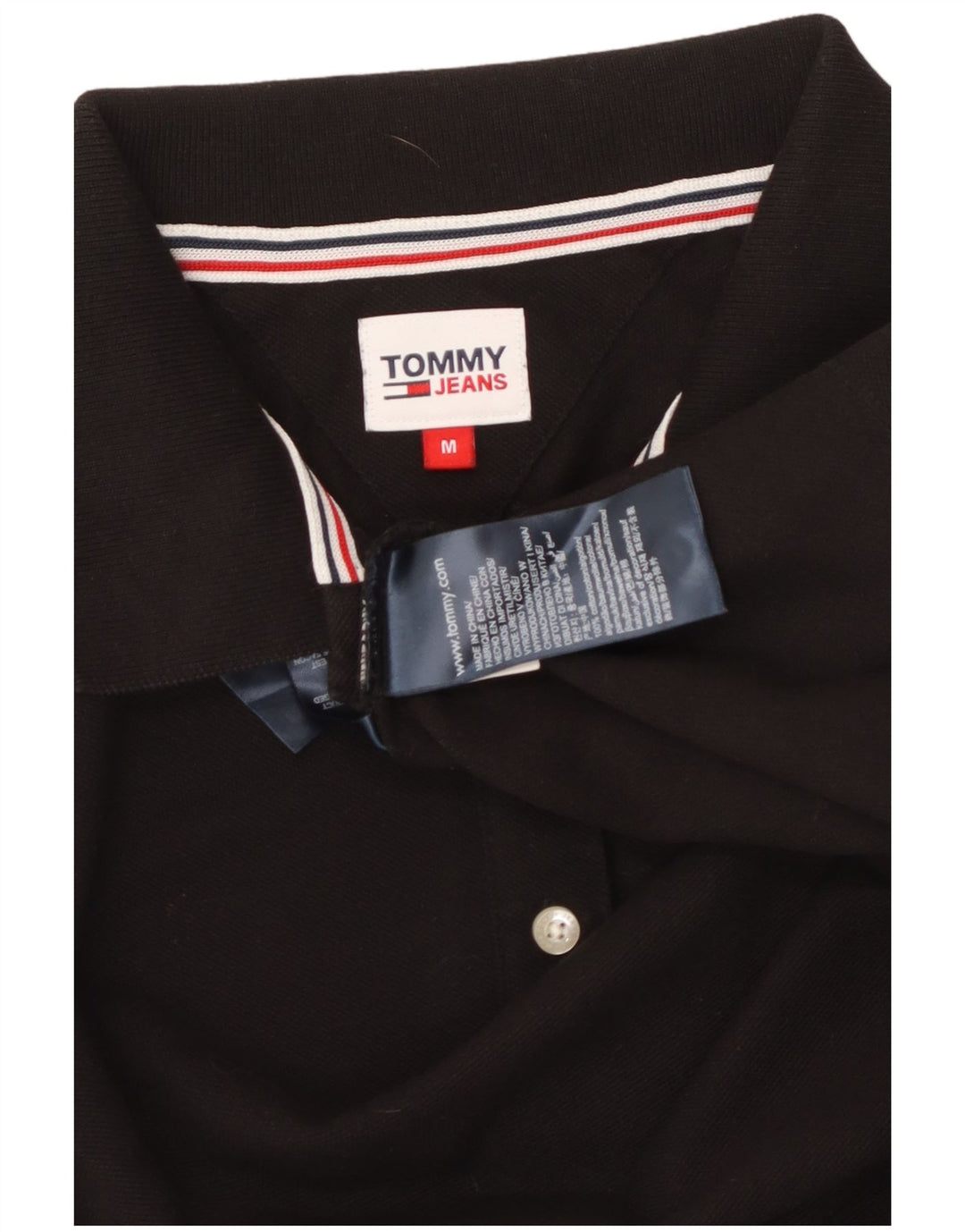 Γυναικείο μπλουζάκι πόλο TOMMY HILFIGER UK 14 μεσαίο μαύρο βαμβακερό
