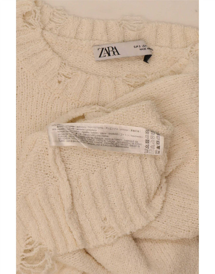 Zara Γυναικείο υπερμεγέθη Bolero Jumper UK 10 Small Off White Πολυεστέρας