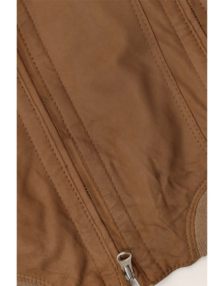 Vintage Γυναικείο Suede Bomber Jacket IT 42 Δερμάτινο μεσαίο καφέ