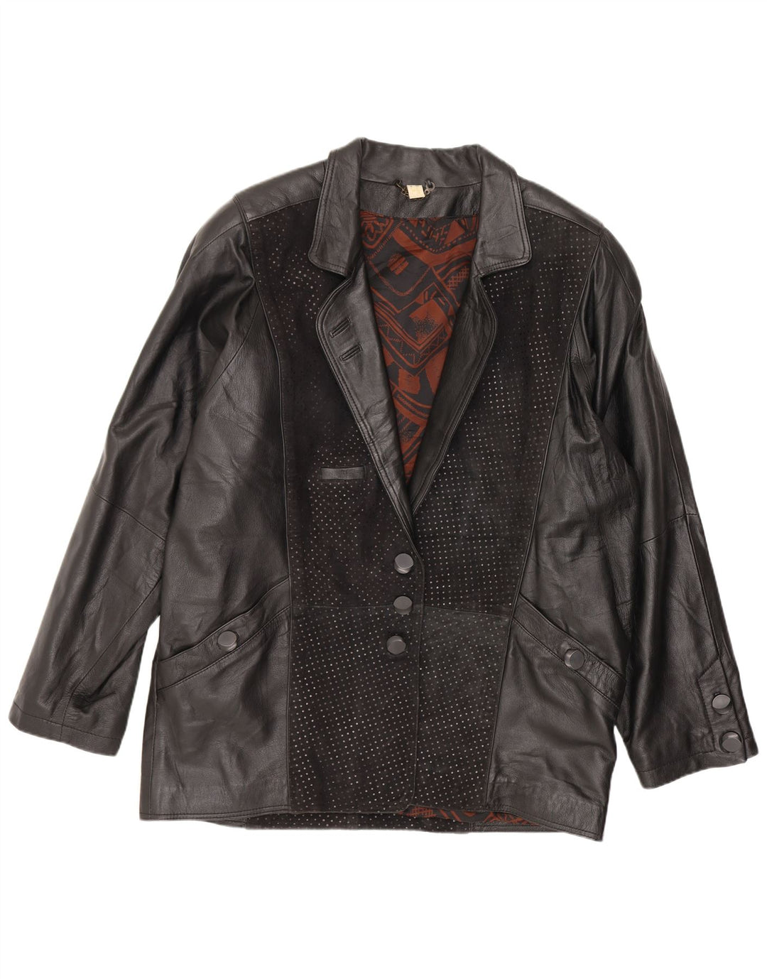 Vintage Γυναικείο Δερμάτινο Μπουφάν UK 14 Medium Black Leather