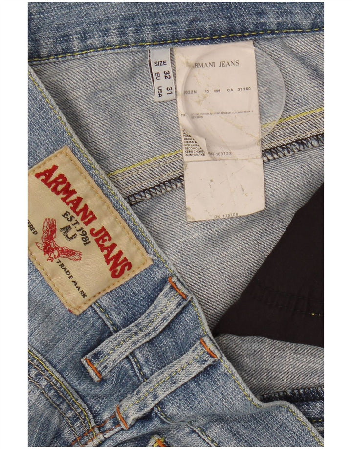Armani Mens Distressed Slim Jeans W32 L34 Blue Cotton