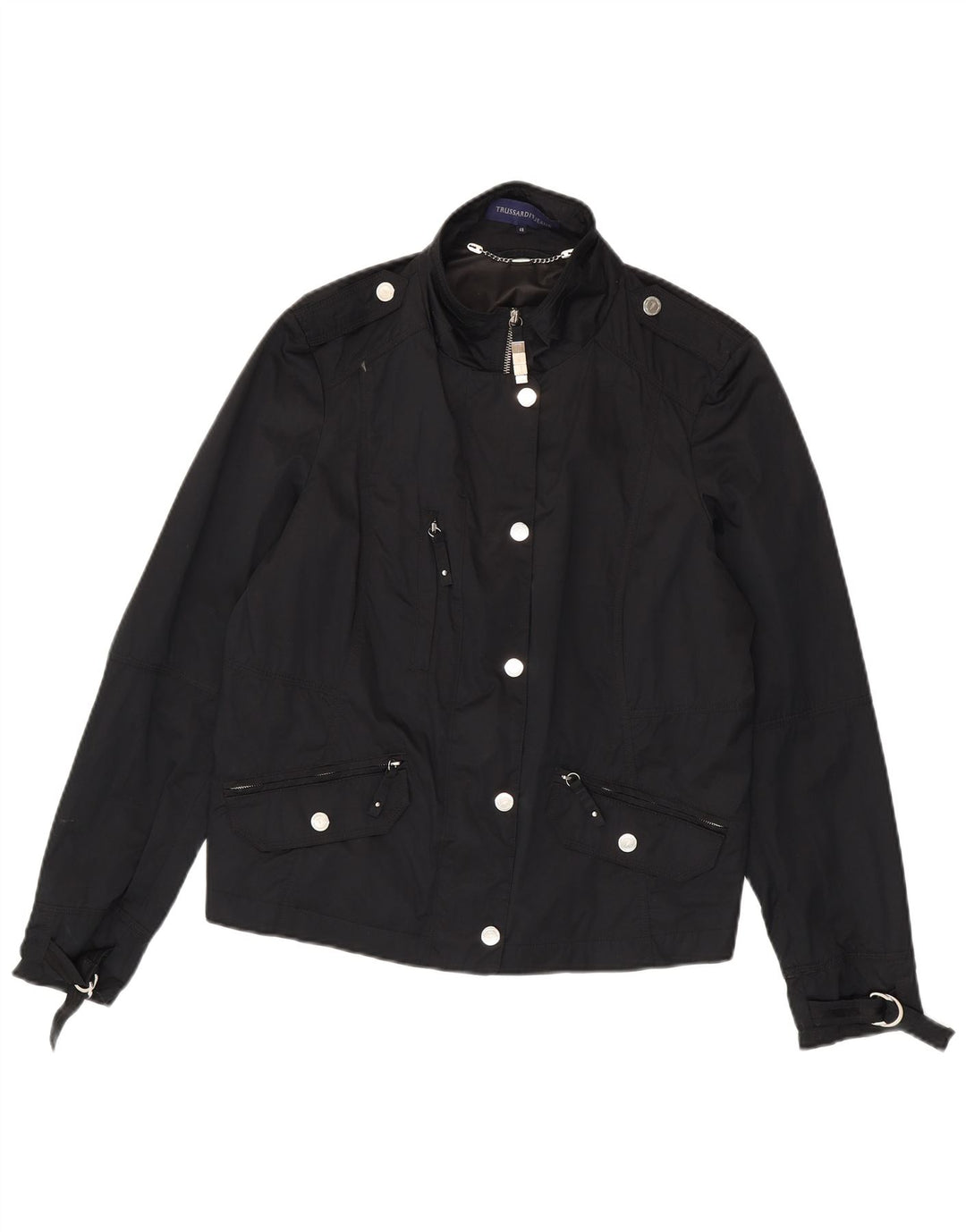 Trussardi Jeans Γυναικείο Στρατιωτικό Μπουφάν IT 48 XL Μαύρο Πολυεστέρας