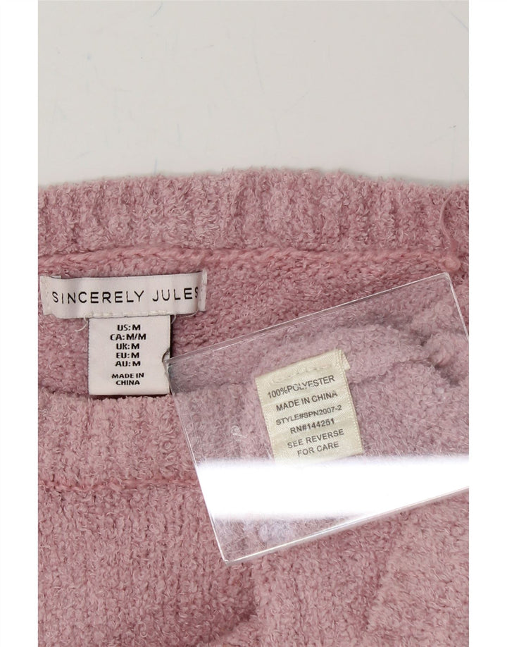 JULES Womens Crop Oversized Boat Neck Jumper Sweater UK 14 Medium Pink Vintage Jules and Second-Hand Jules from Messina Hembry 