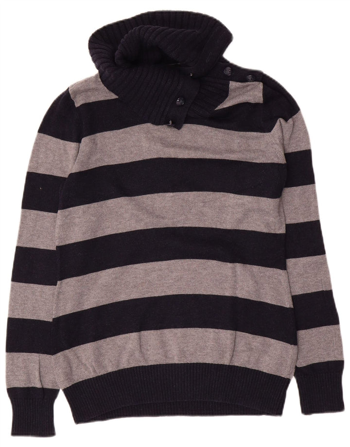 Massimo Dutti γυναικείο πουλόβερ με λαιμό κουμπιά UK 12 Medium Navy Blue