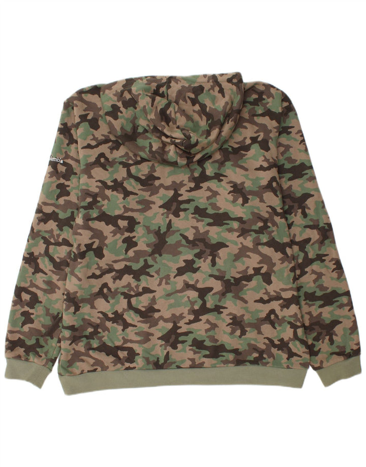 COLUMBIA Ανδρικό γραφικό φούτερ με κουκούλα XL Χακί βαμβακερό καμουφλάζ