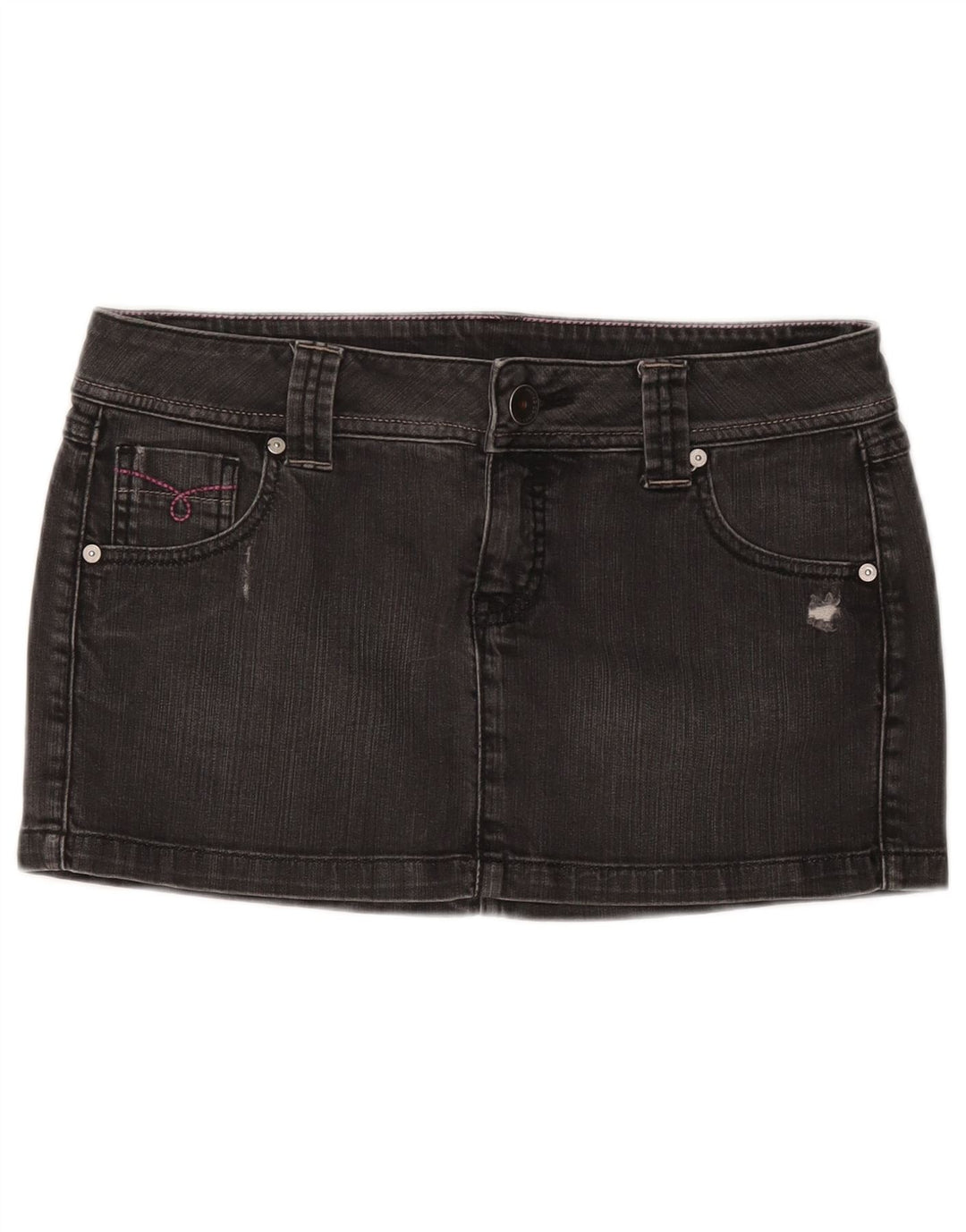 BENETTON Γυναικεία τζιν ταλαιπωρημένη φούστα IT 44 Medium W30 Γκρι βαμβακερή