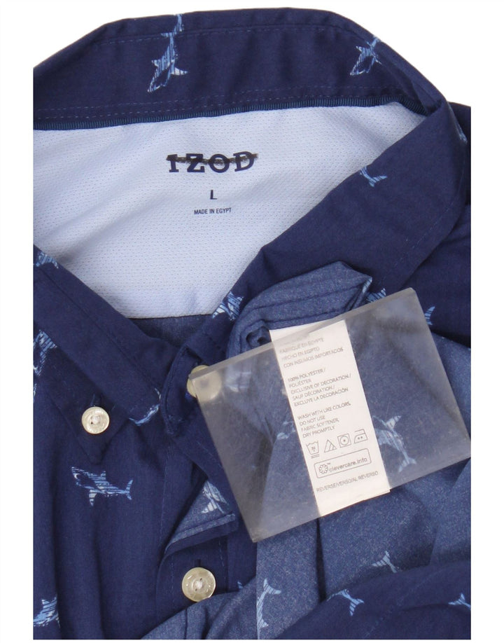 Ανδρικό Izod Abstract μοτίβο κοντομάνικο πουκάμισο μεγάλο μπλε πολυεστέρα