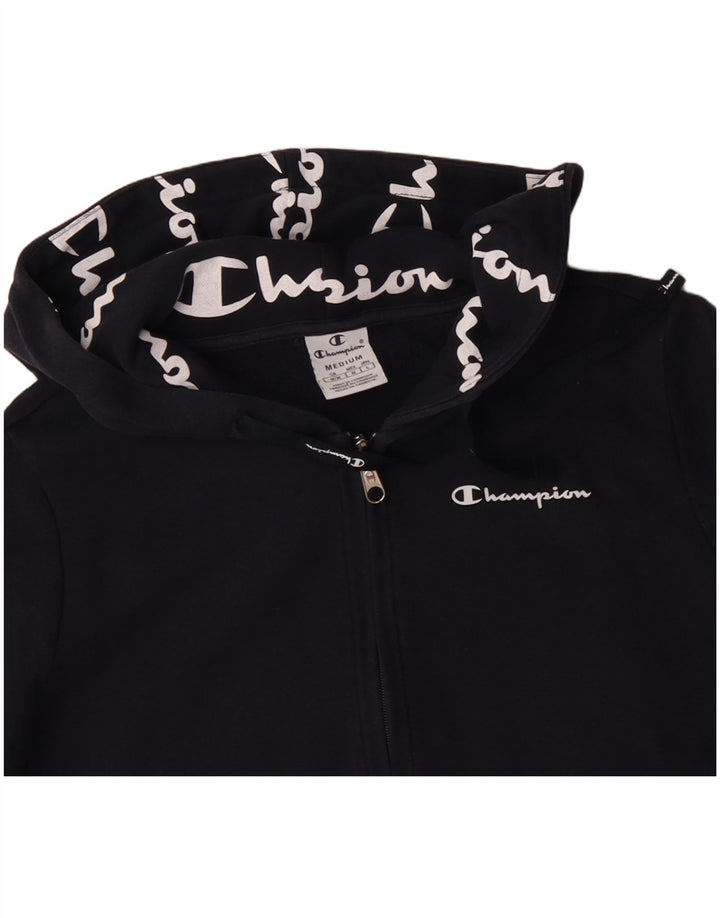 CHAMPION Γυναικείο πουλόβερ με κουκούλα με φερμουάρ UK 14 μεσαίο μπλε βαμβακερό