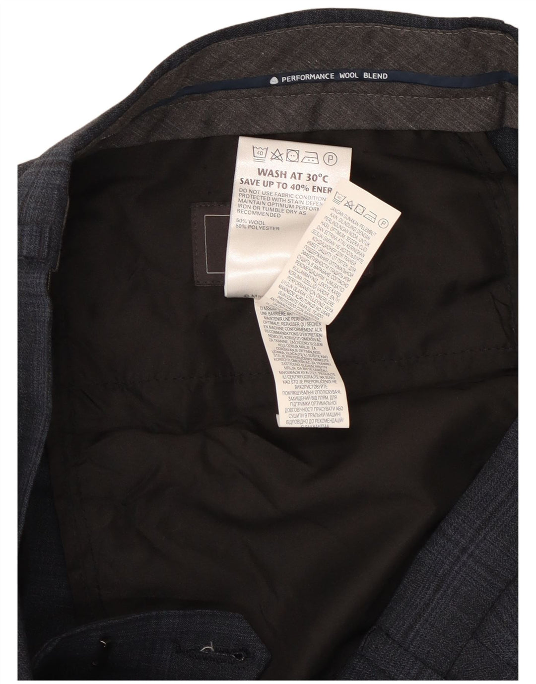 Marks & Spencer Ανδρικό παντελόνι με φόρμα W32 L33 Navy Blue Check