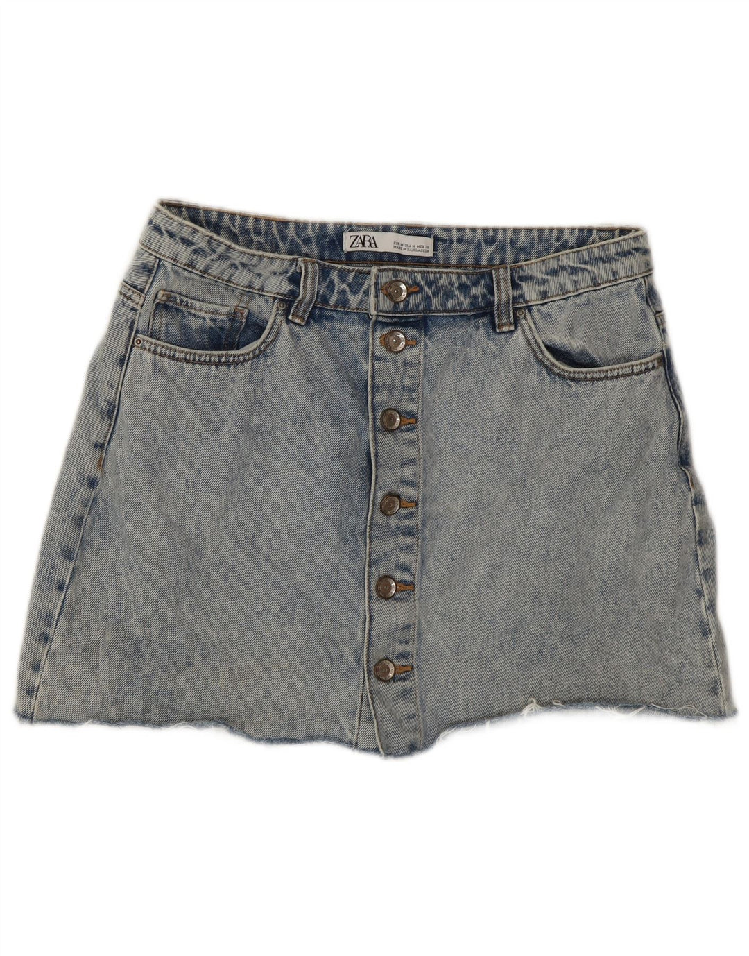 Zara Γυναικεία Acid Wash Mini Τζιν φούστα Medium W28 Μπλε