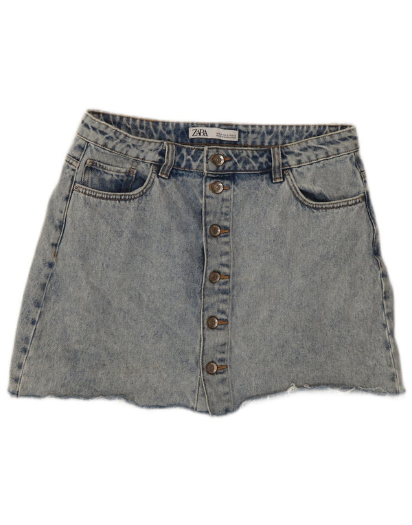 Zara Γυναικεία Acid Wash Mini Τζιν φούστα Medium W28 Μπλε