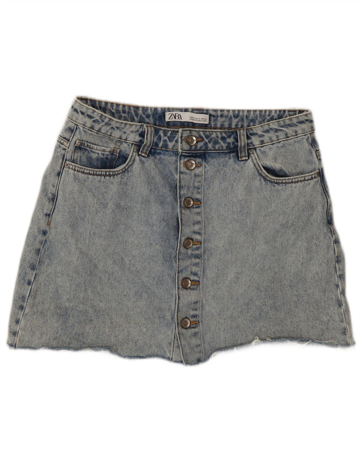 Zara Γυναικεία Acid Wash Mini Τζιν φούστα Medium W28 Μπλε