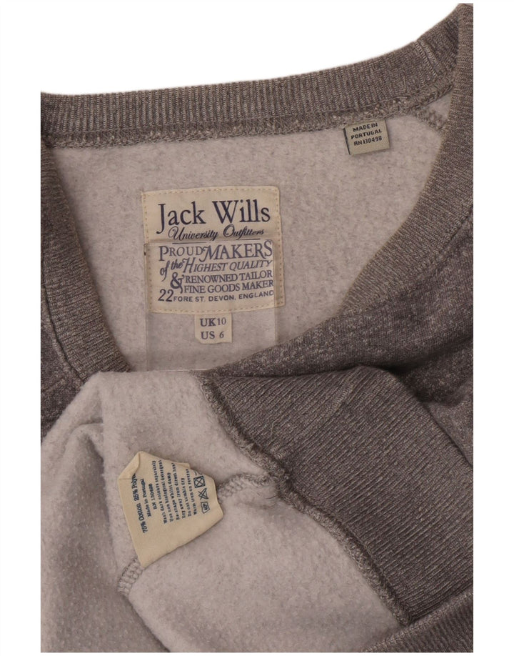 Jack Wills Γυναικείο Γραφικό Φούτερ Jumper UK 10 Small Grey