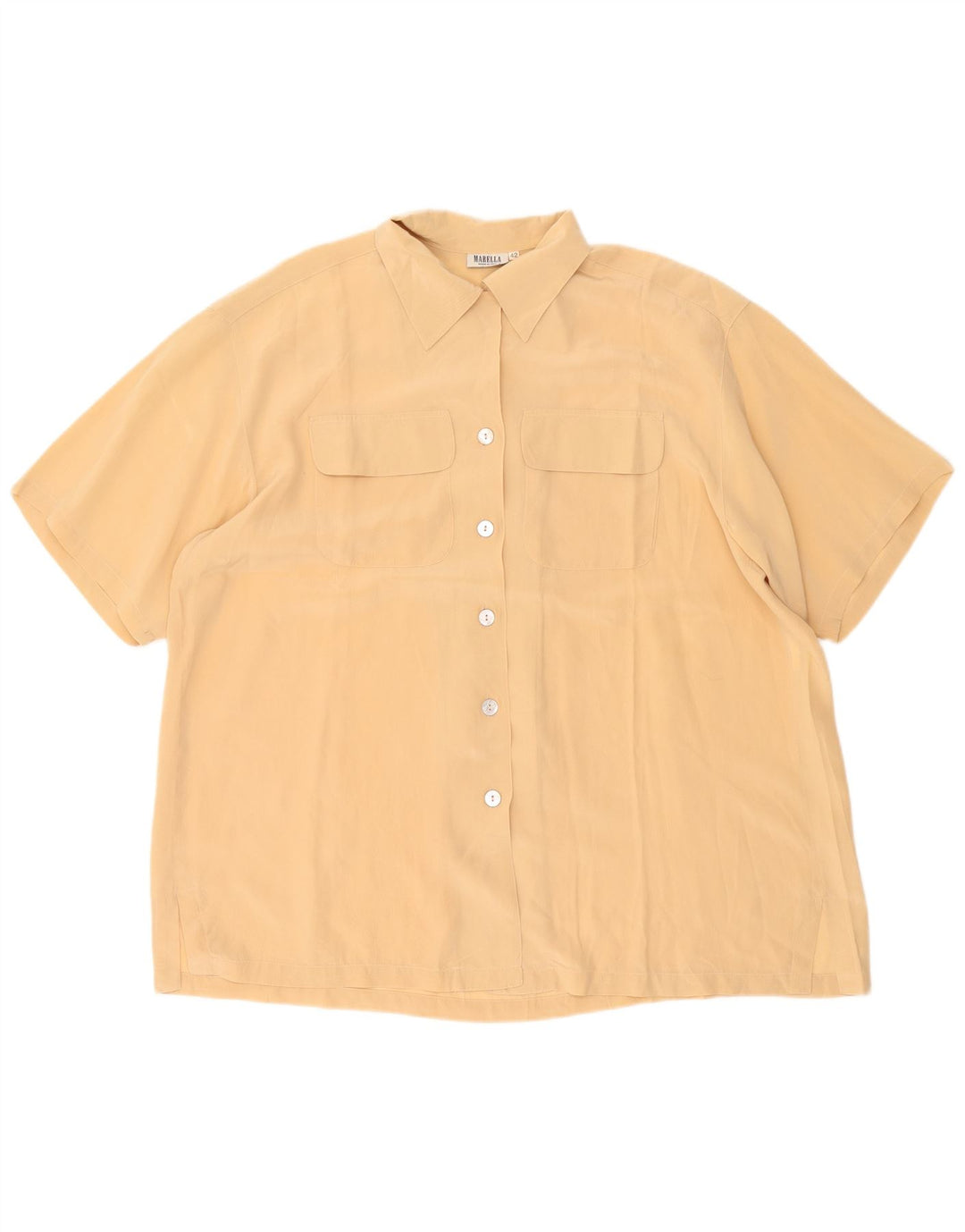 Marella Γυναικείο πουκάμισο Oversized κοντομάνικο Μπλούζα IT 42 Medium Beige