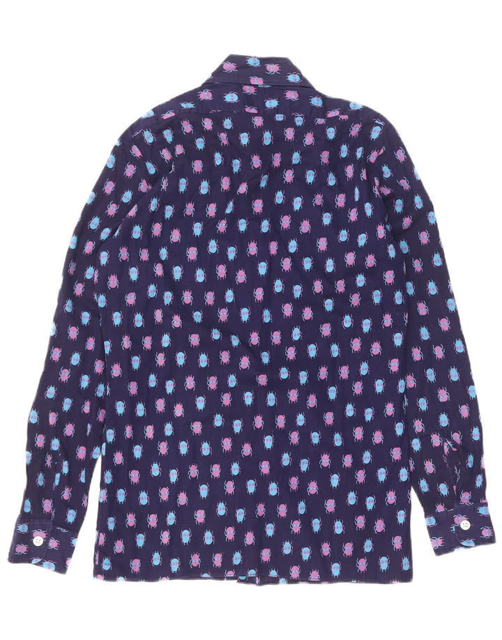 Ανδρικό πουκάμισο Vintage Abstract Pattern Μέγεθος 37 Small Navy Blue από βαμβάκι