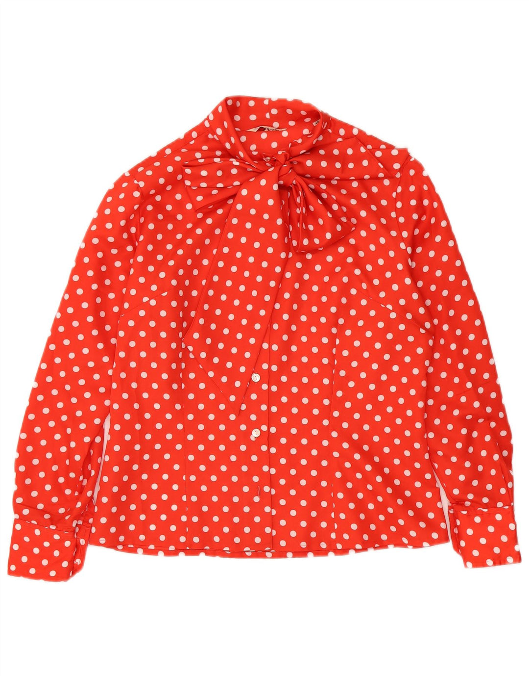 Vintage γυναικείο πουκάμισο με γραβάτα μπλούζα IT 48 XL Κόκκινο πουά