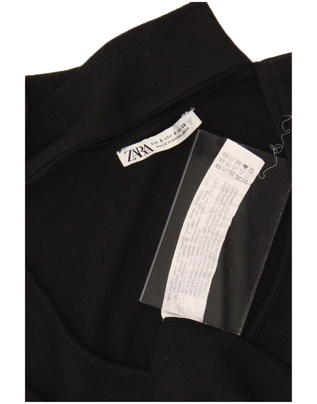 Γυναικείο μακρυμάνικο Bodycon φόρεμα ZARA UK 8 Μικρό μαύρο βαμβακερό