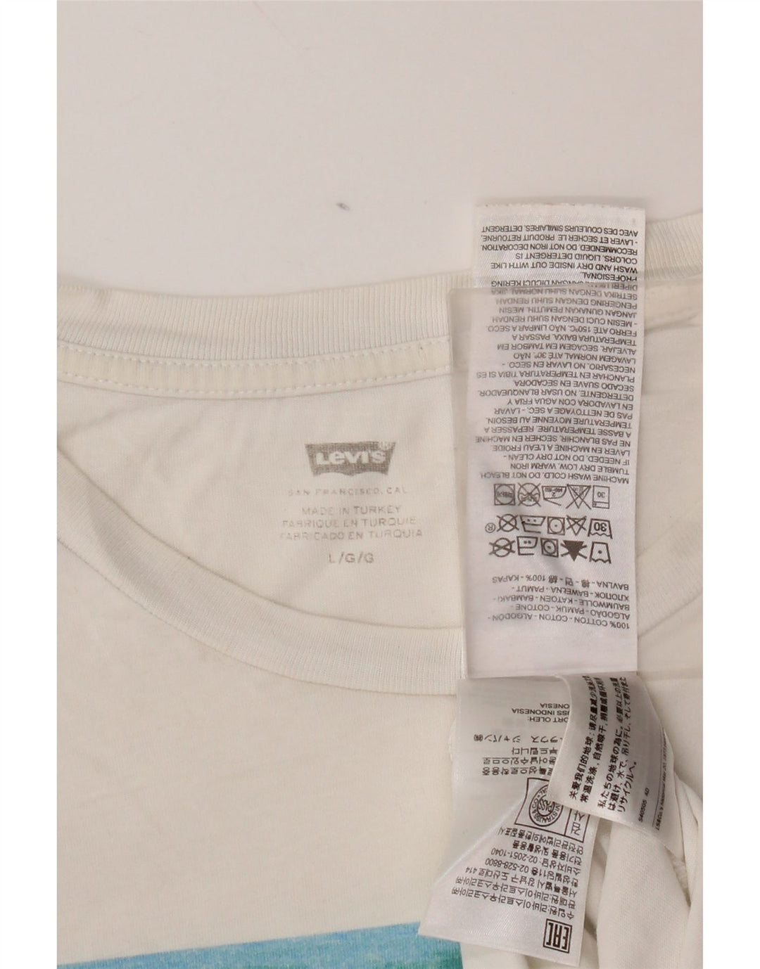 Γυναικείο γραφικό μπλουζάκι Levi's Top UK 16 μεγάλο λευκό βαμβακερό