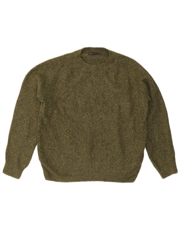 Marks & Spencer Γυναικείο πουλόβερ με λαιμόκοψη UK 14 Medium Khaki Acrylic
