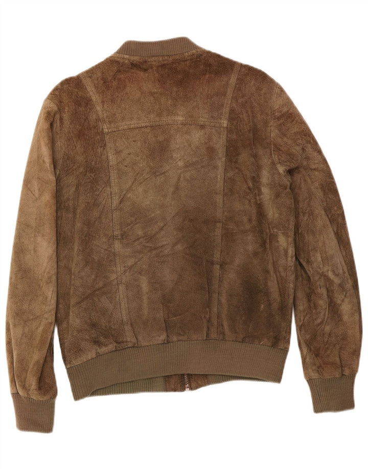 Vintage Γυναικείο Suede Bomber Jacket IT 50 XL Χακί Δερμάτινο