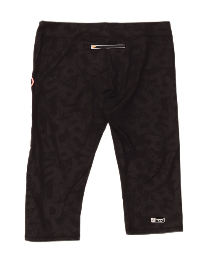 Γυναικείο γραφικό αθλητικό σορτς SUPERDRY UK 14 μεγάλο μαύρο πολυεστέρα