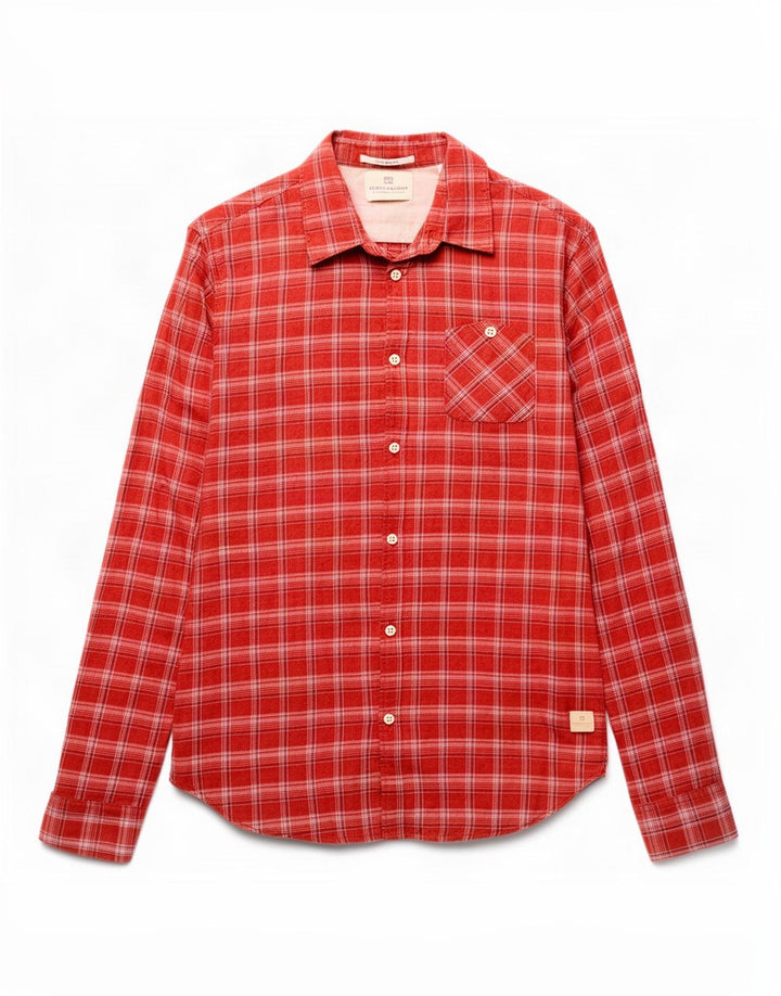 Ανδρικό πουκάμισο Scotch & Soda, μεσαίο κόκκινο βαμβακερό