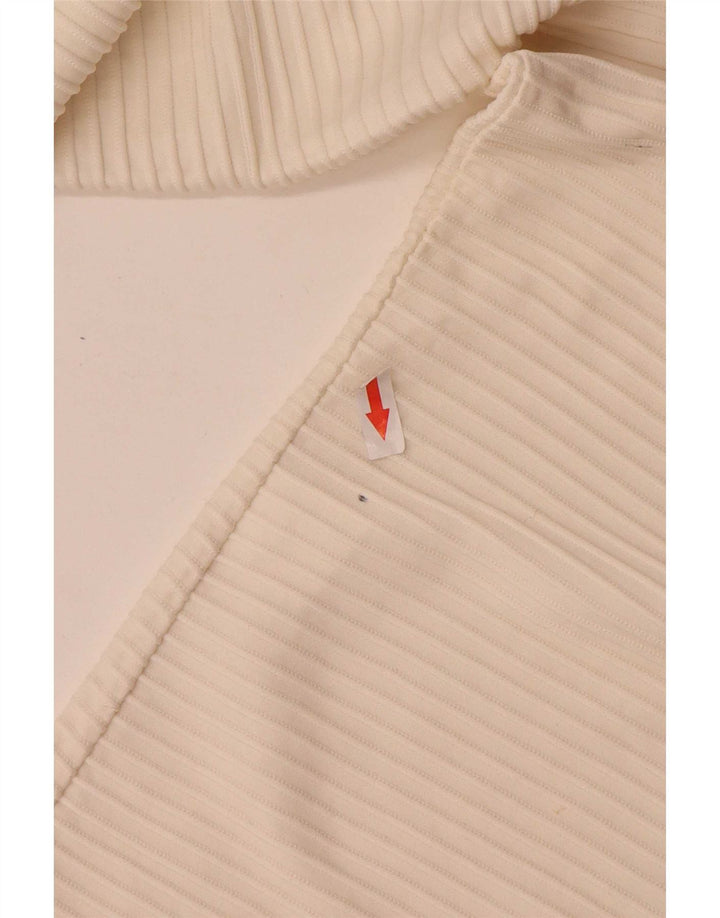 Vintage γυναικεία μακρυμάνικη μπλούζα τοπ UK 14 Medium White Polyamide