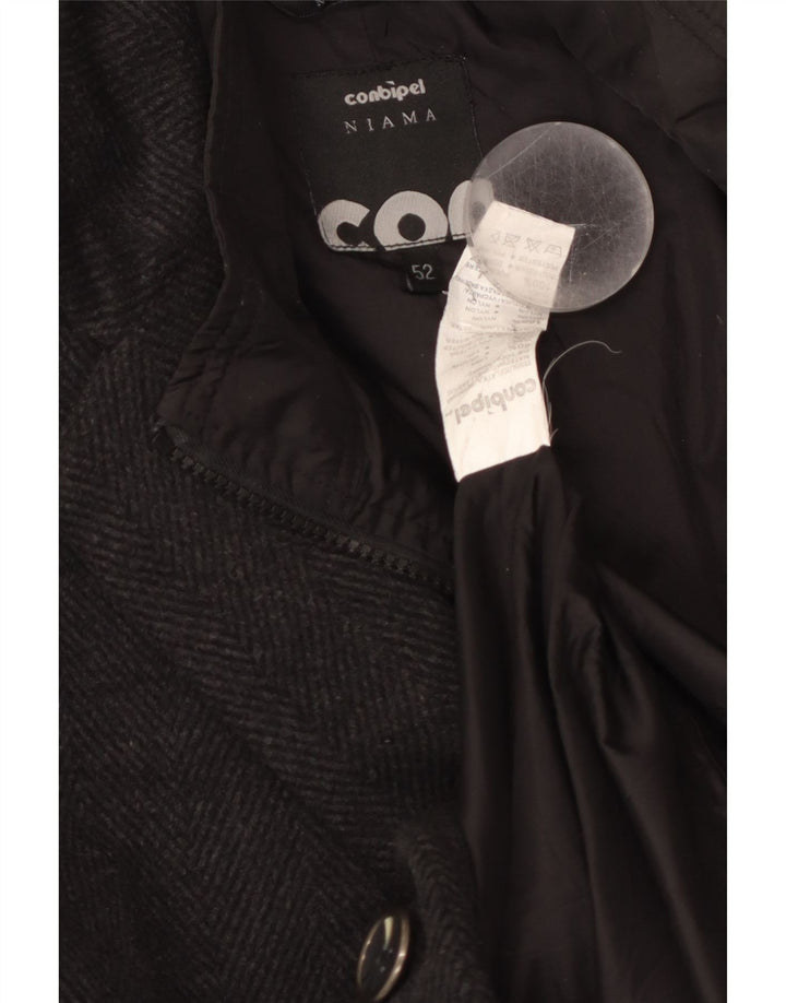 CONBIPEL Ανδρικό Πανωφόρι Niama IT 52 Μαύρο μεγάλο μαλλί ψαροκόκκαλο