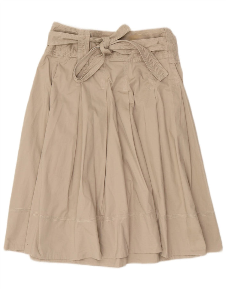 Zara Γυναικεία Πλισέ Φούστα σε γραμμή Α Μεσαία W28 Μπεζ βαμβακερή