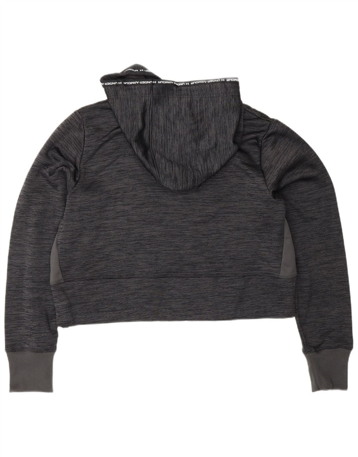 UNDER ARMOR Γυναικείο Crop Hoodie Jumper UK 14 Medium Grey Flecked Polyester