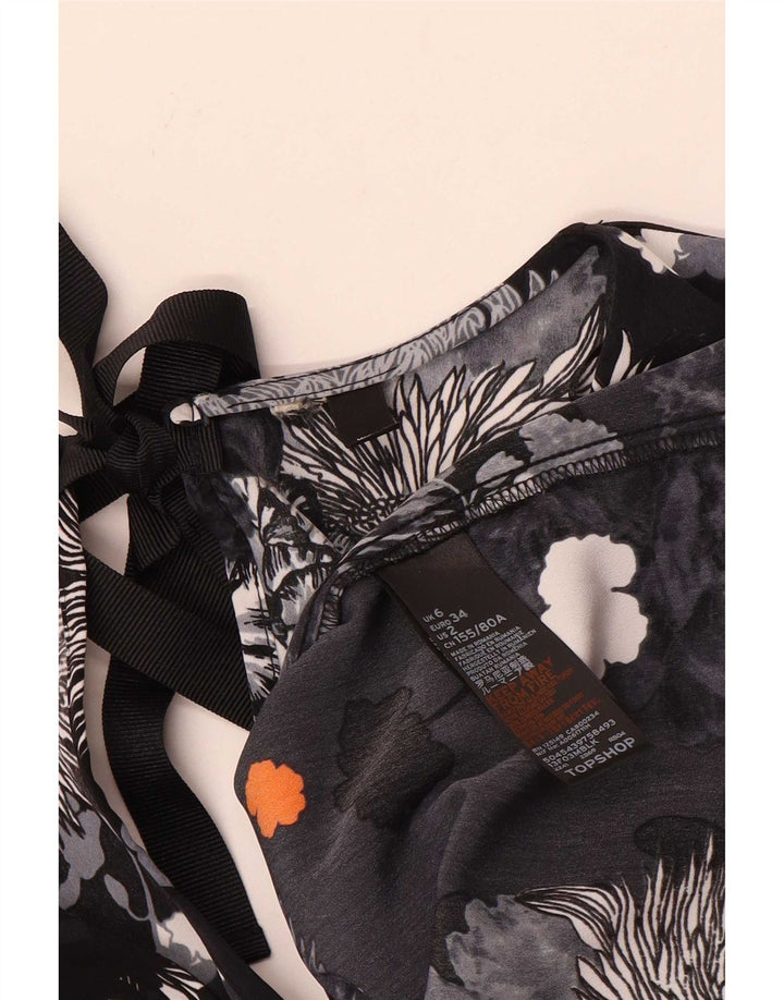 Topshop Γυναικεία Μπλούζα Oversized Top UK 6 XS Μαύρο Floral Πολυεστέρας