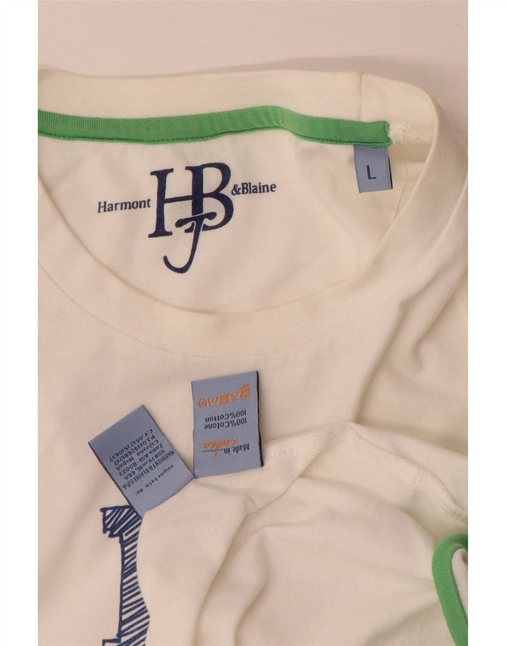 Ανδρικό γραφικό μπλουζάκι Harmont & Blaine Top μεγάλο λευκό βαμβακερό