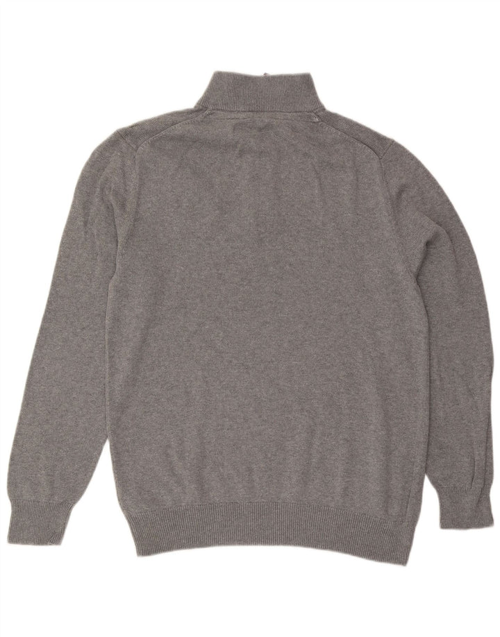 Ανδρικό πουλόβερ με φερμουάρ Crew Clothing, μεγάλο γκρι βαμβακερό
