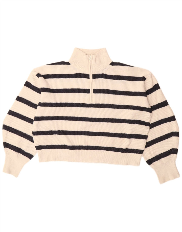 ΓΑΛΛΙΚΗ ΣΥΝΔΕΣΗ Γυναικείο πουλόβερ με φερμουάρ UK 10 Small White