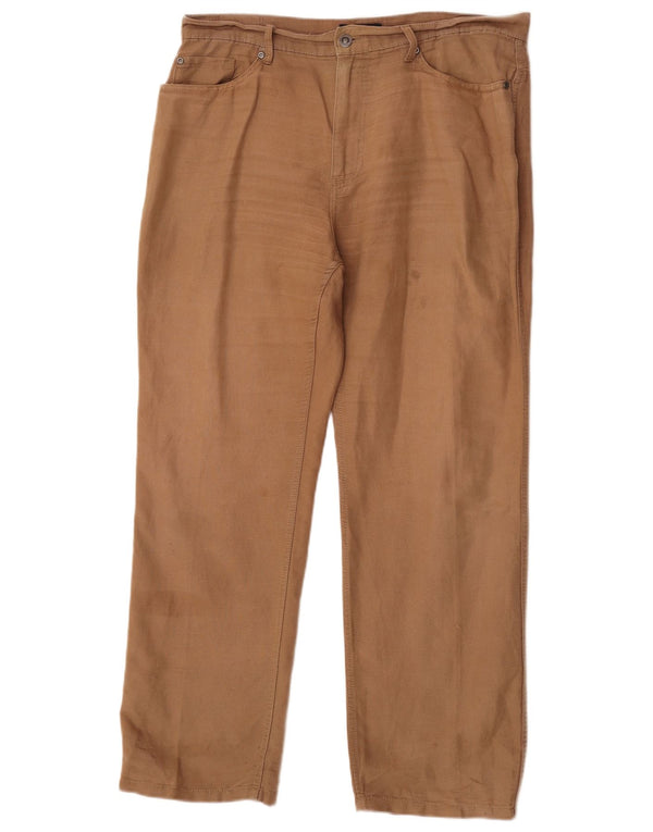 Marks & Spencer Mens Blue Harbour Straight Casual Παντελόνι W34 L29 Καφέ