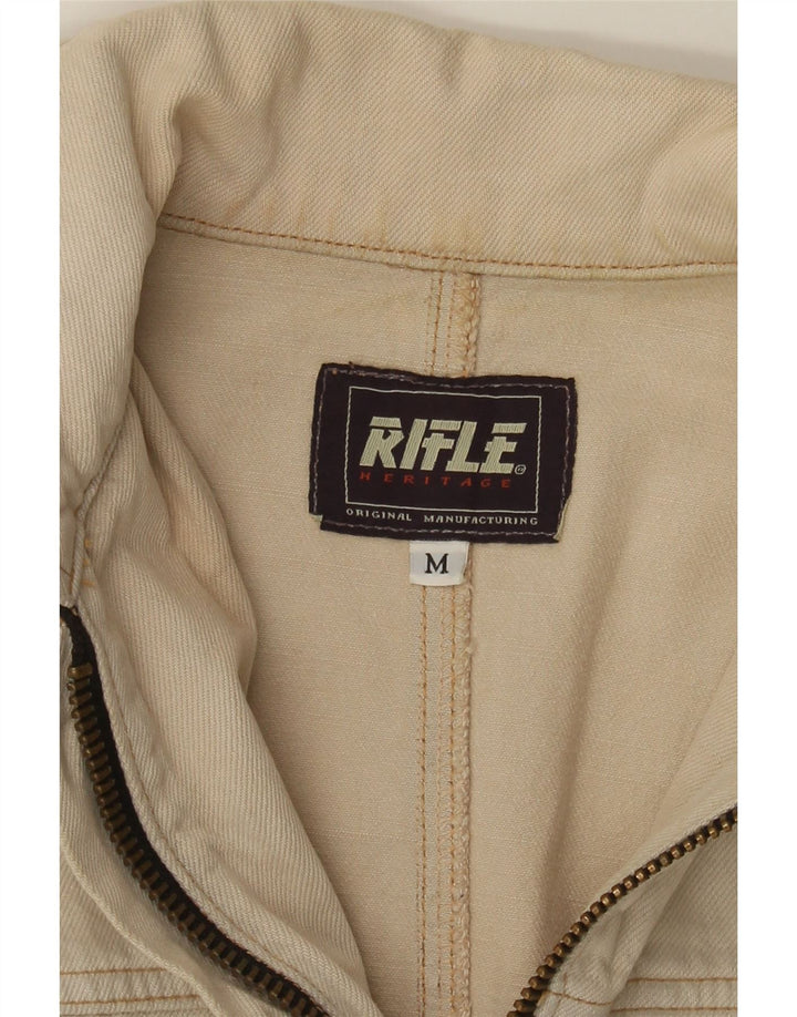 Rifle Γυναικείο Crop Τζιν Μπουφάν UK 12 Medium Beige βαμβακερό