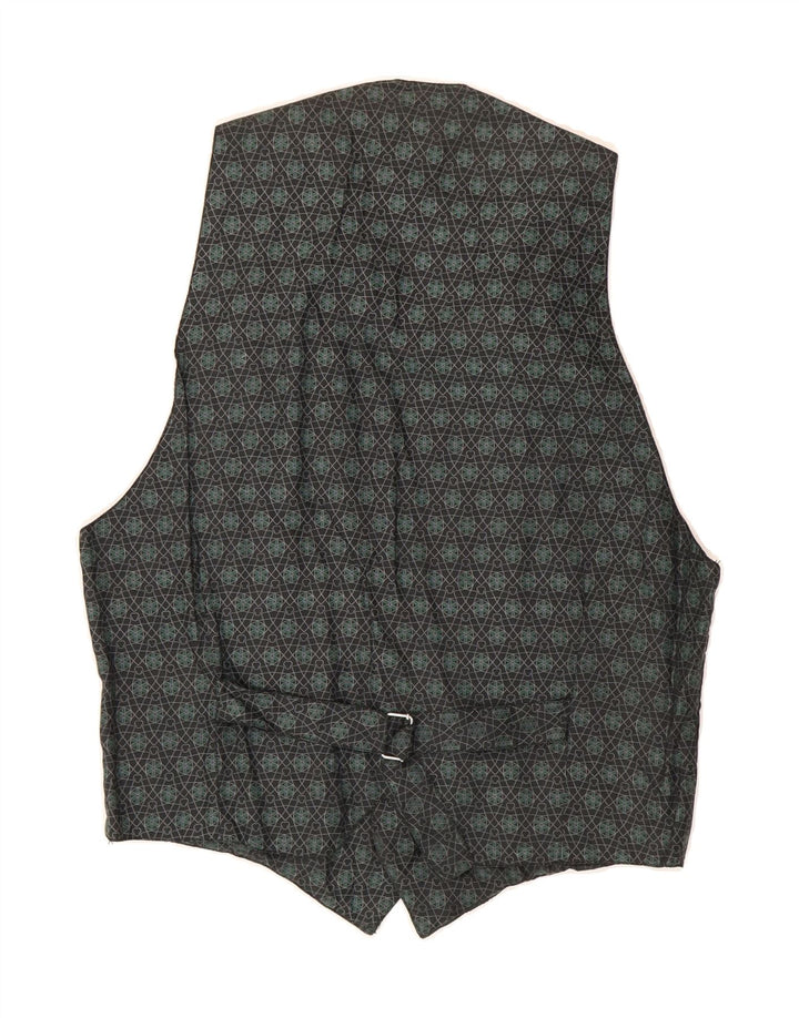 VINTAGE Mens Quilted Waistcoat Medium Navy Blue Paisley Viscose Vintage Vintage and Second-Hand Vintage from Messina Hembry 