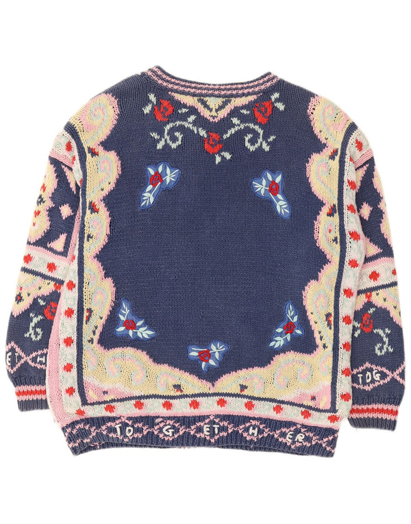 Together Γυναικείο πουλόβερ γραφικών ζακέτα UK 16/18 μεγάλο μπλε χρώμα