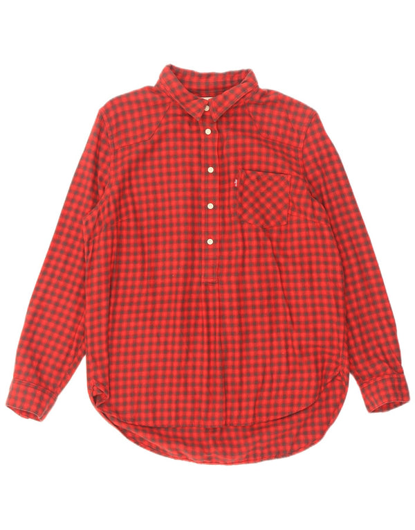 Levi's γυναικείο πουλόβερ φανελένιο πουκάμισο UK 16 μεγάλο κόκκινο βαμβακερό Gingham