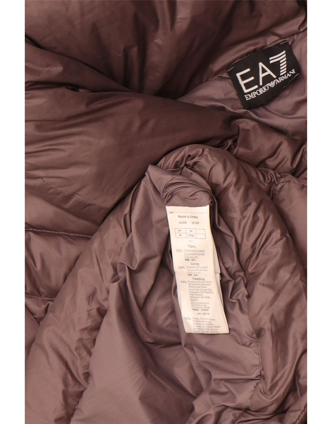 EMPORIO ARMANI Womens Padded Jacket UK 14 Medium Purple Polyamide
