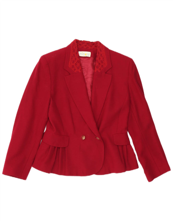 Vintage Γυναικείο Διπλό Μπουφάν Blazer IT 42 Μαλλί μεσαίου μπορντό