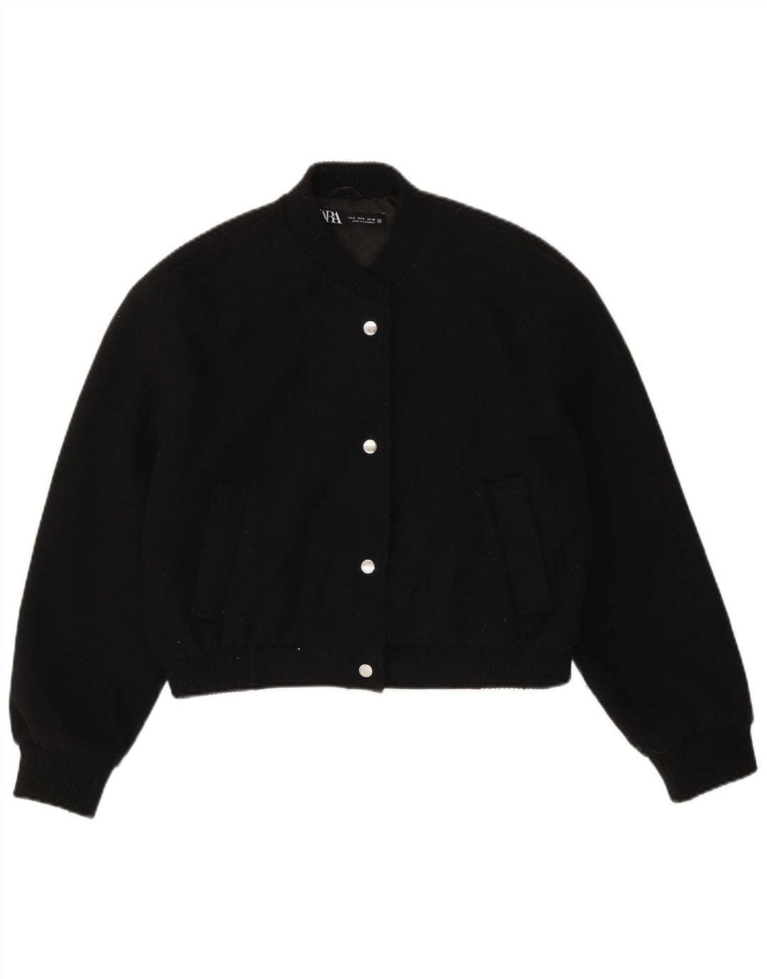 Γυναικείο μπουφάν ZARA Oversized Crop Bomber UK 10 Small Black Polyester
