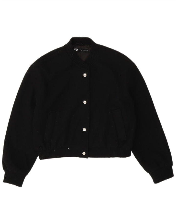 Γυναικείο μπουφάν ZARA Oversized Crop Bomber UK 10 Small Black Polyester