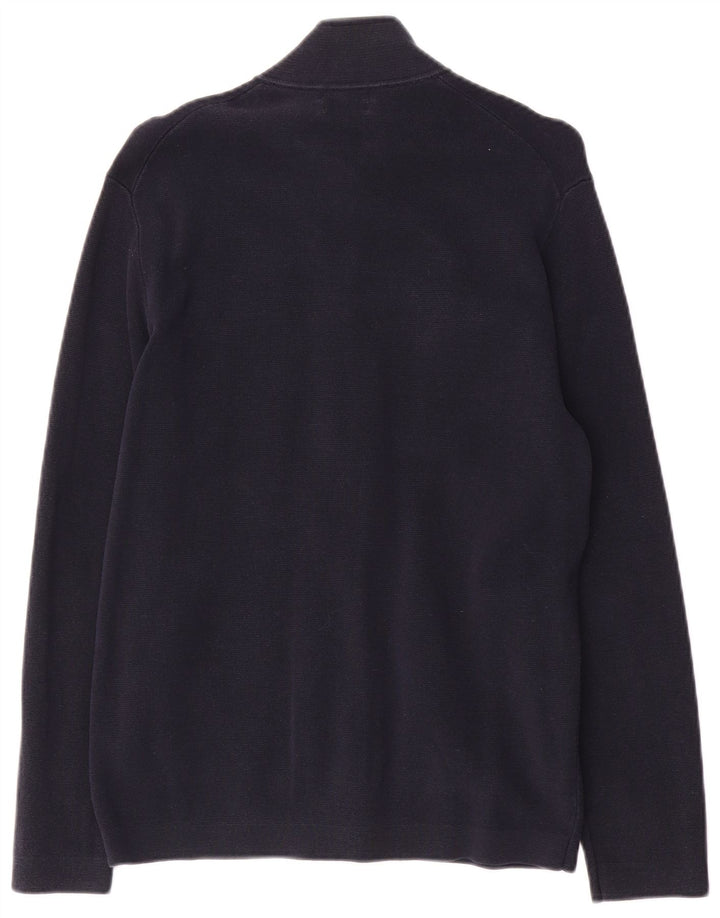 Ανδρικό πουλόβερ ζακέτα Massimo Dutti, μεσαίο μπλε βαμβακερό