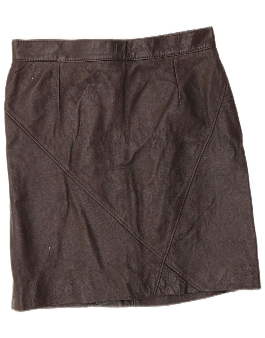Vintage Γυναικεία Μίνι Δερμάτινη Φούστα IT 46 Large W28 Καφέ Δερμάτινη
