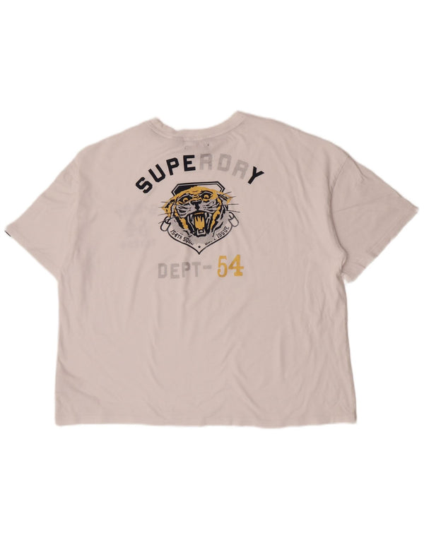 Γυναικείο μπλουζάκι Superdry Crop Oversized γραφικό μπλουζάκι UK 16 μεγάλο λευκό βαμβακερό