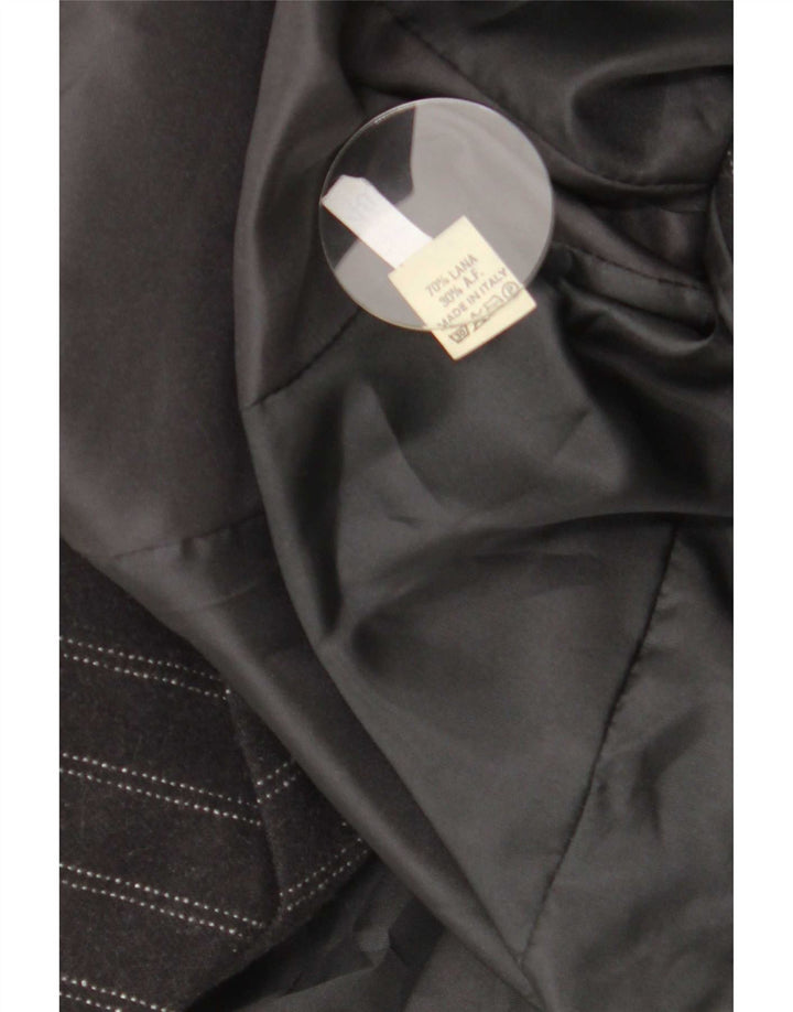 Vintage Γυναικείο Διπλό Μπουφάν Blazer IT 48 XL Μαύρο ριγέ μαλλί