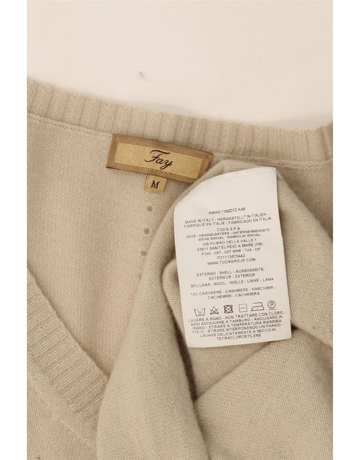 FAY Womens V-Neck Jumper Sweater UK 14 Medium Beige Wool Vintage Fay and Second-Hand Fay from Messina Hembry 